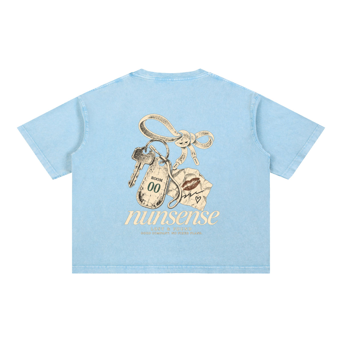 NUNS „LOST & FOUND“ T-SHIRT – MINERAL WASHED BOXER SCHNITT AUS BAUMWOLLE