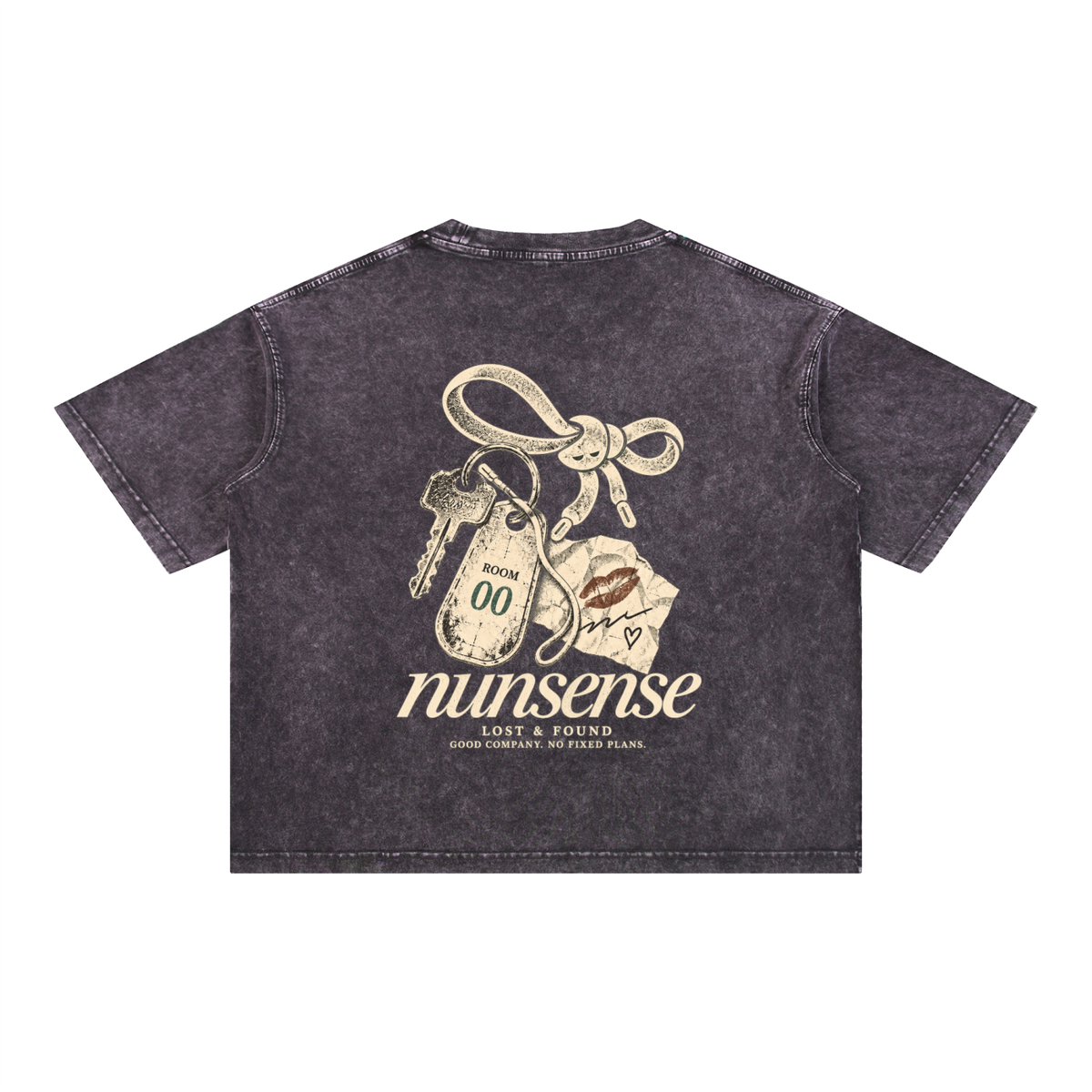 NUNS „LOST & FOUND“ T-SHIRT – MINERAL WASHED BOXER SCHNITT AUS BAUMWOLLE