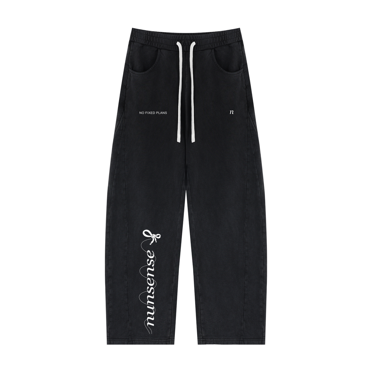 NUNS “NO FIXED PLANS” SWEATPANTS - UNISEX MINERAL WASH BARREL FIT