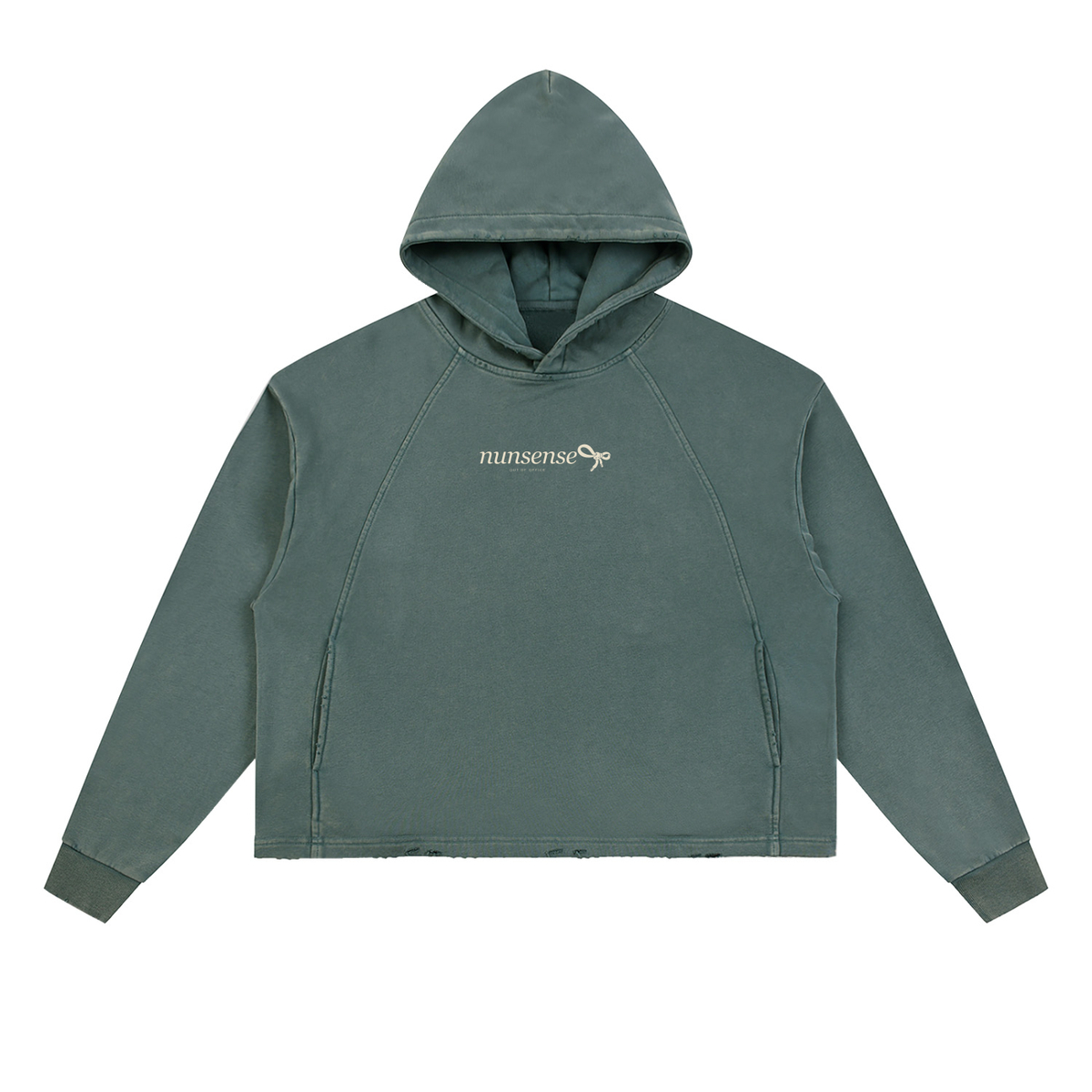 NUNS “BAD HABIT” ZIP HOODIE - VINTAGE WASHED FRAYED HEM