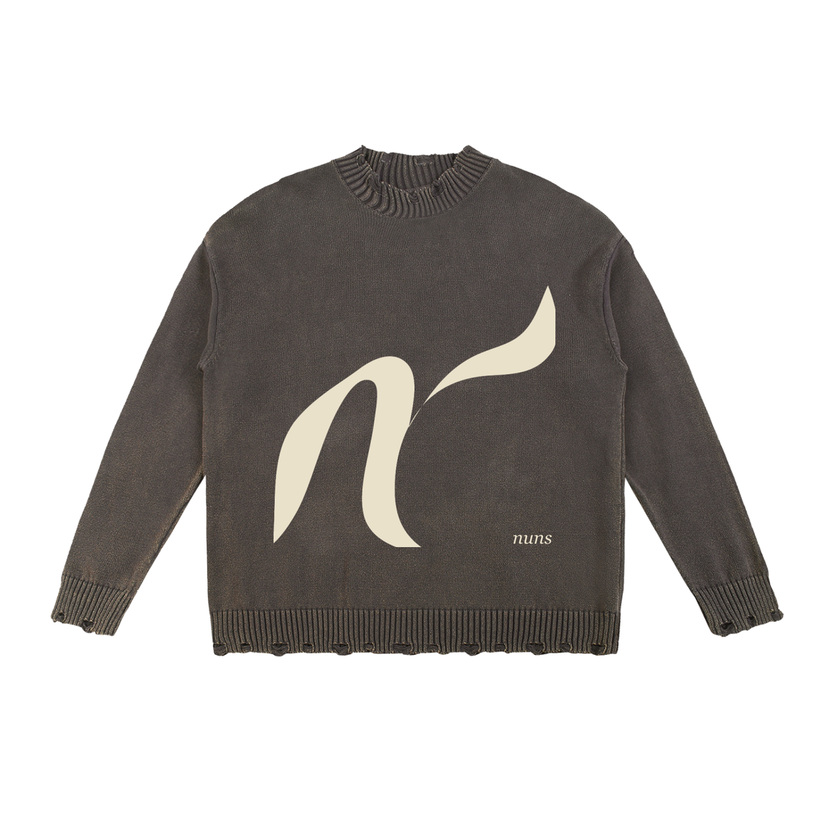 NUNSENSE “BAD HABIT” SWEATER - VINTAGE WASHED HAND-FRAYED SWEATER