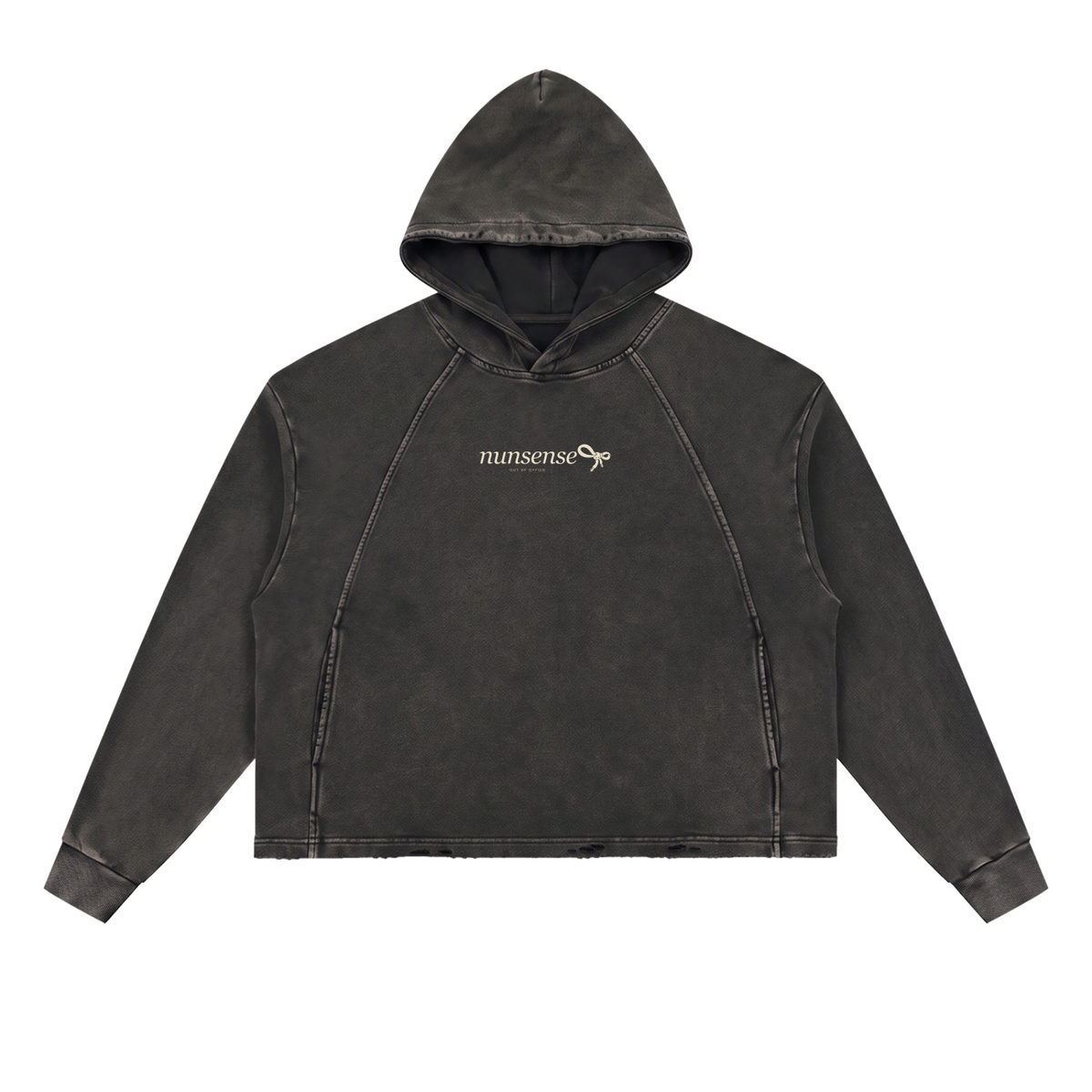 NUNS “BAD HABIT” ZIP HOODIE - VINTAGE WASHED FRAYED HEM