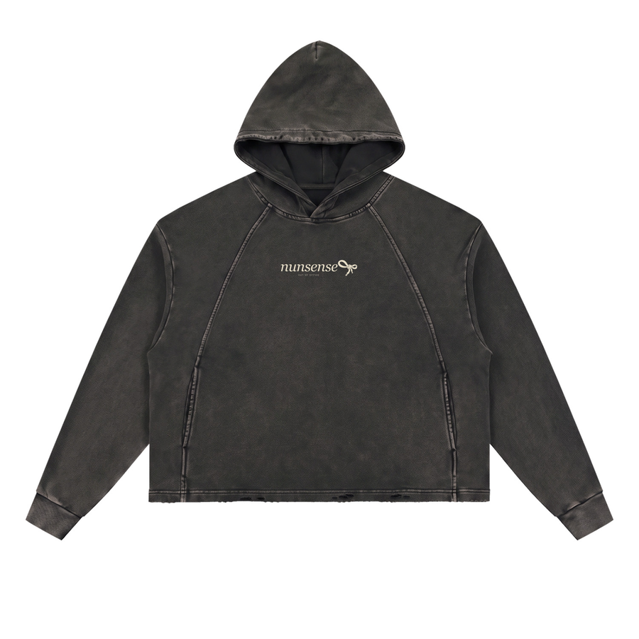 NUNS „BAD HABIT“ ZIP-HOODIE – VINTAGE-WASCHUNG MIT OFFENEN KANTEN