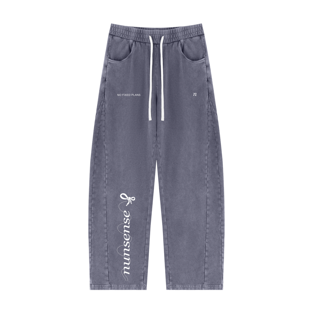 NUNS “NO FIXED PLANS” SWEATPANTS - UNISEX MINERAL WASH BARREL FIT