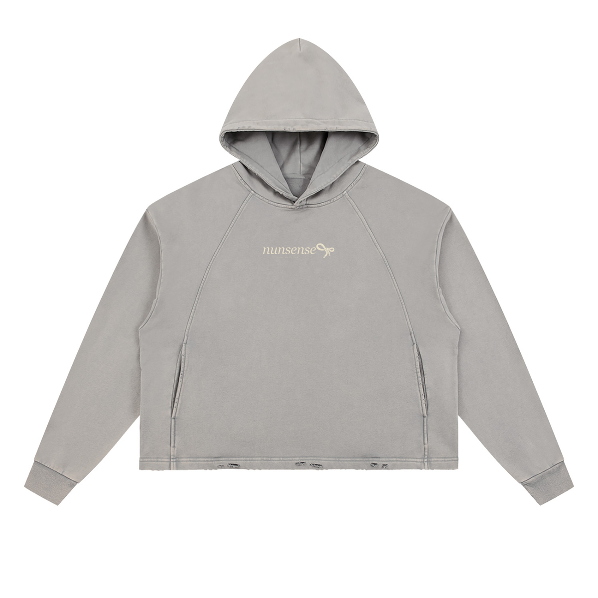 NUNS “BAD HABIT” ZIP HOODIE - VINTAGE WASHED FRAYED HEM